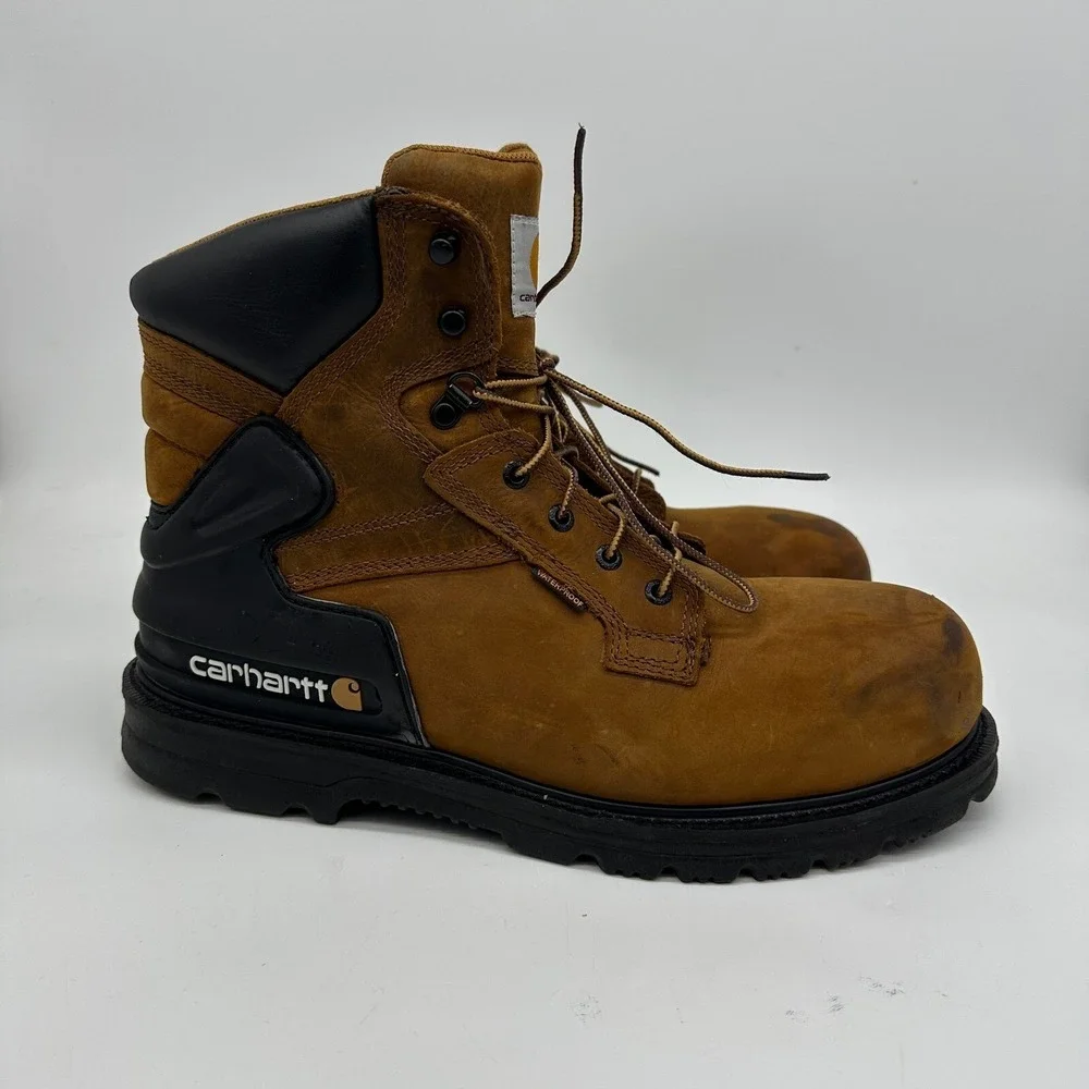 Carhartt Mens Work Boots 13 Brown Black Steel Toe Waterproof Leather CMW6220